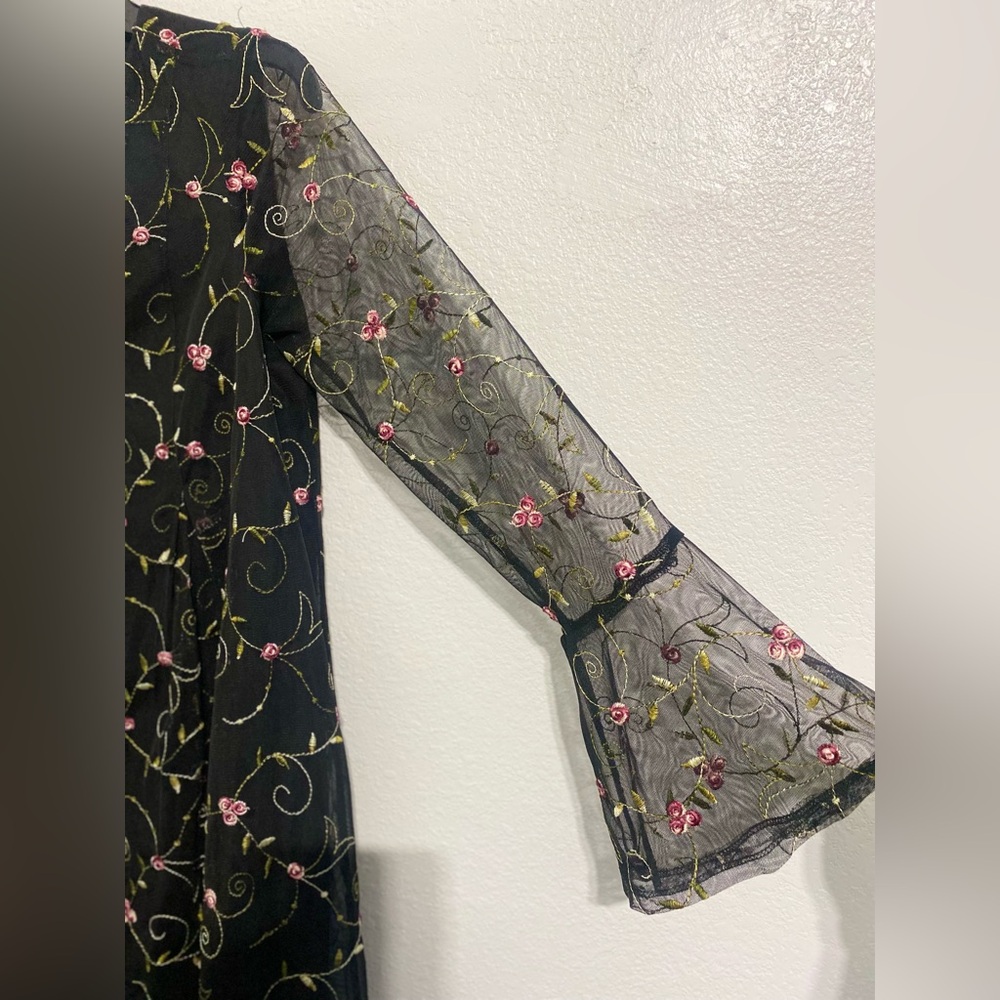 BCBGeneration Black Dress with Pink Floral Embroidery - Picture 5 of 8